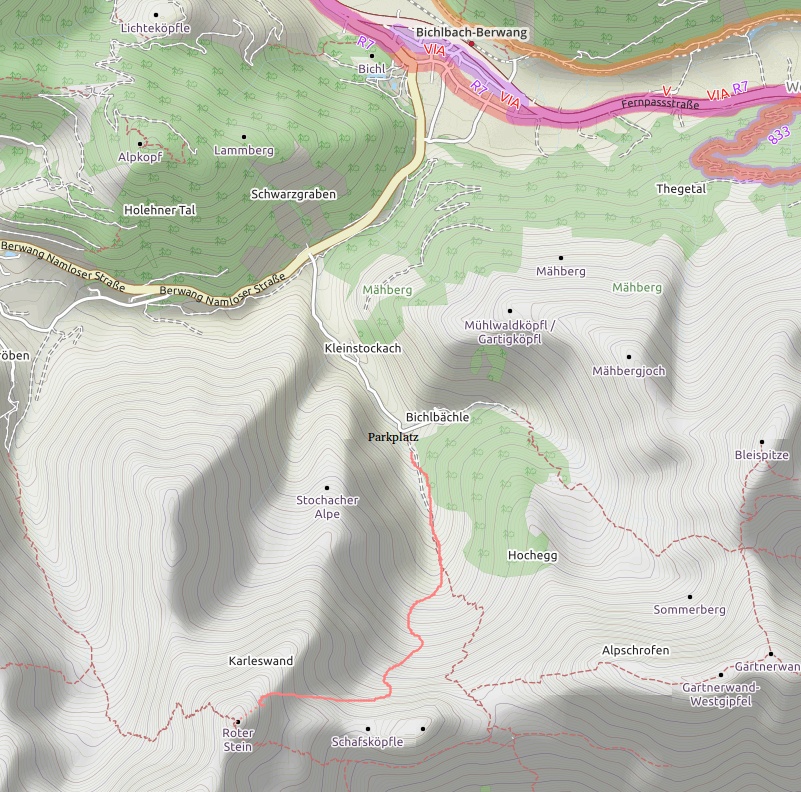Openstreetmap: Roter Stein