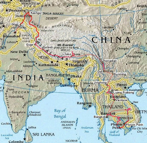 Unsere Route quer durch Asien