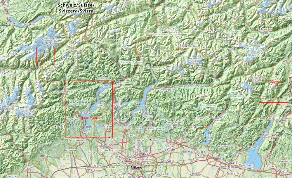 Übersicht Brenta - Lago Maggiore - Wallis 2025