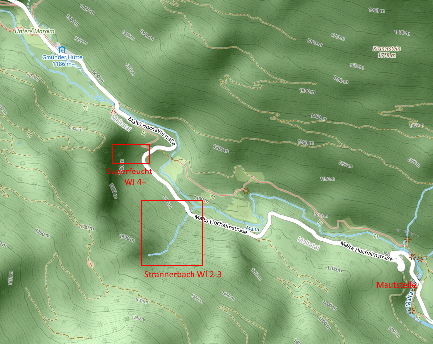 Openstreetmap: Eisklettern Gasthausfall