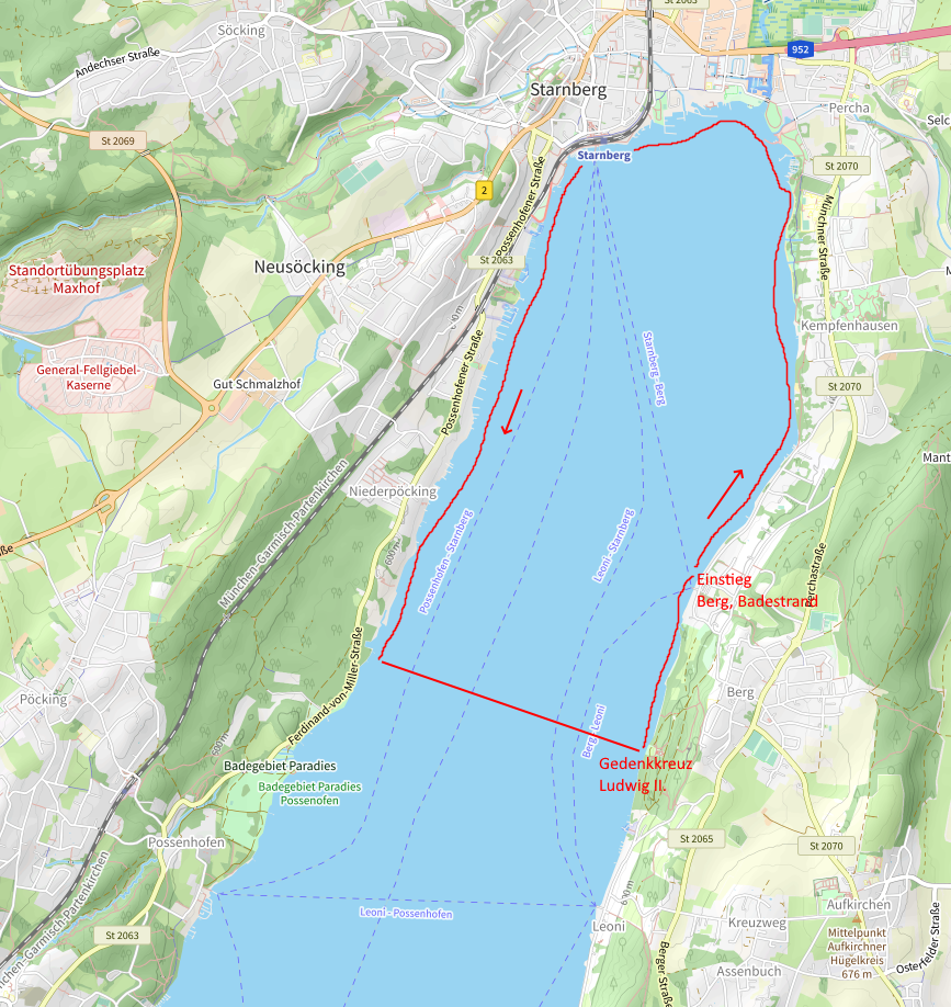 Openstreetmap: Starnberger See, Nordende