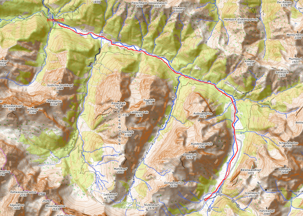 Openstreetmap: Langlauftour, Hinterriß - Eng
