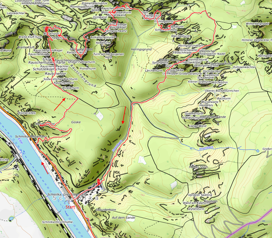 Openstreetmap: Stiegentour bei Schmilka