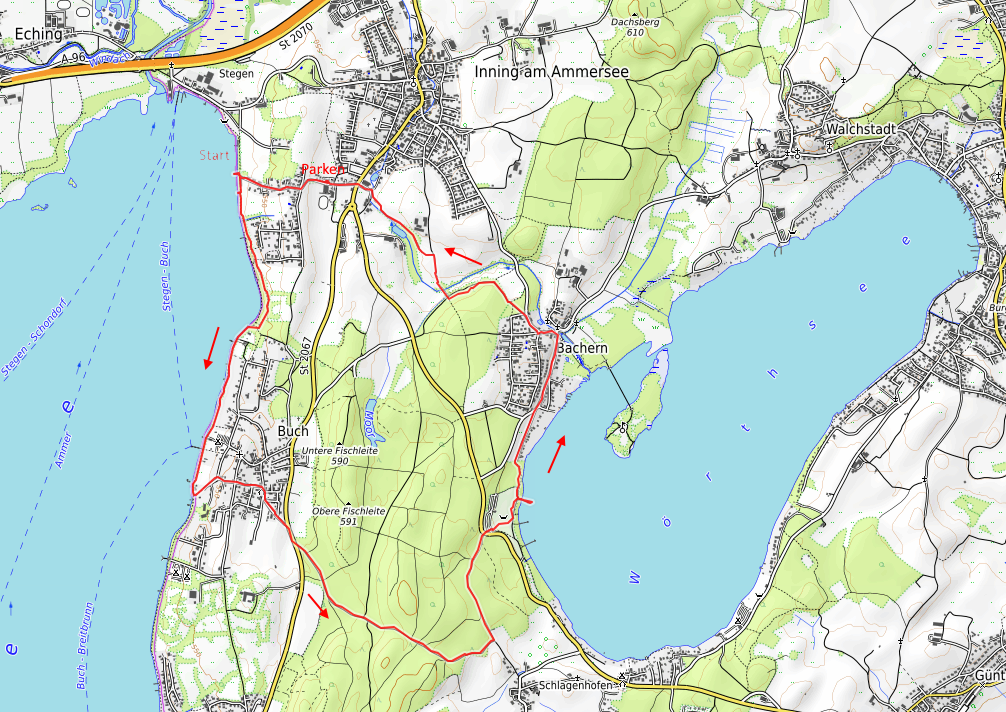 Openstreetmap: Ammersee-Wörthsee
