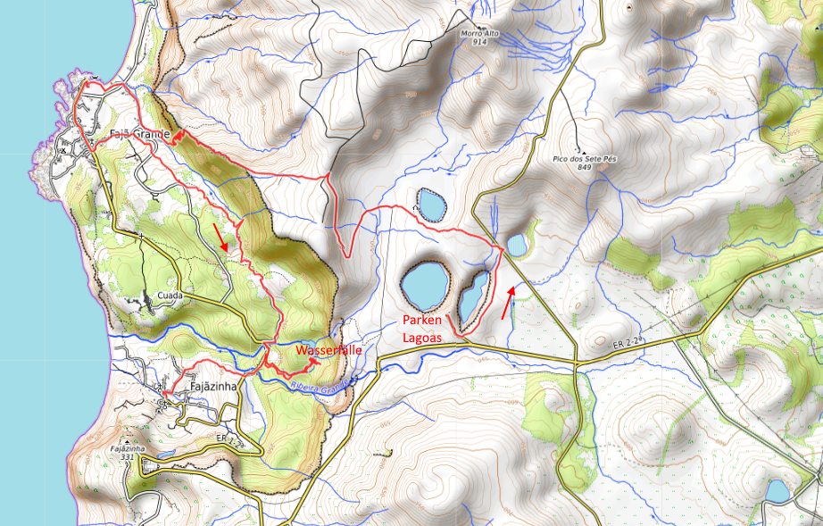 Openstreetmap: Lagoas, Fajã Grande, Ribeira do Ferreiro
