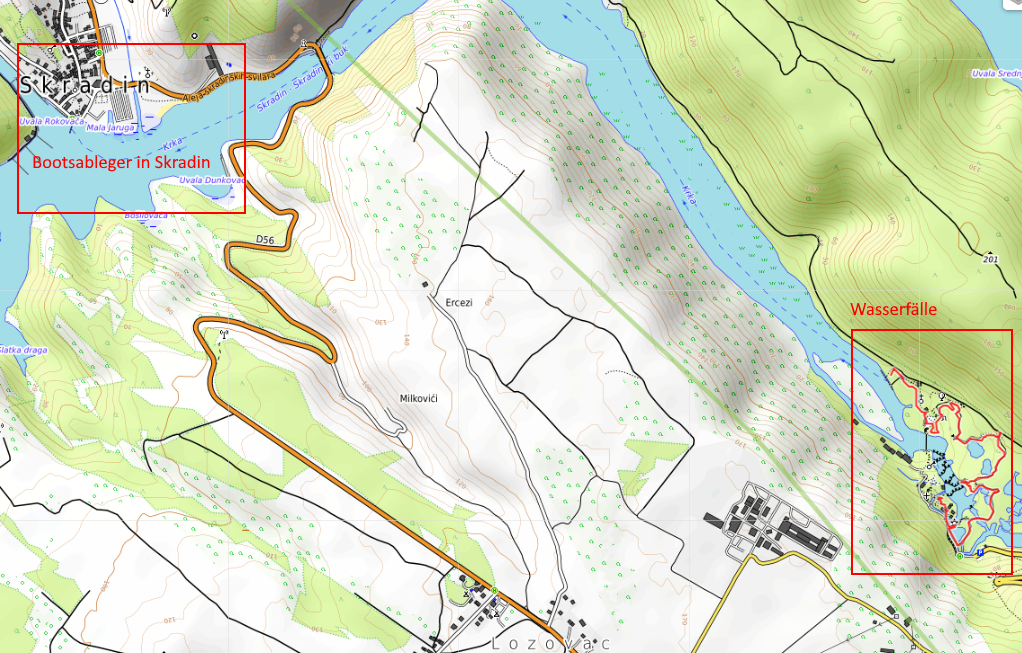 Openstreetmap: Wasserfälle bei Skradin