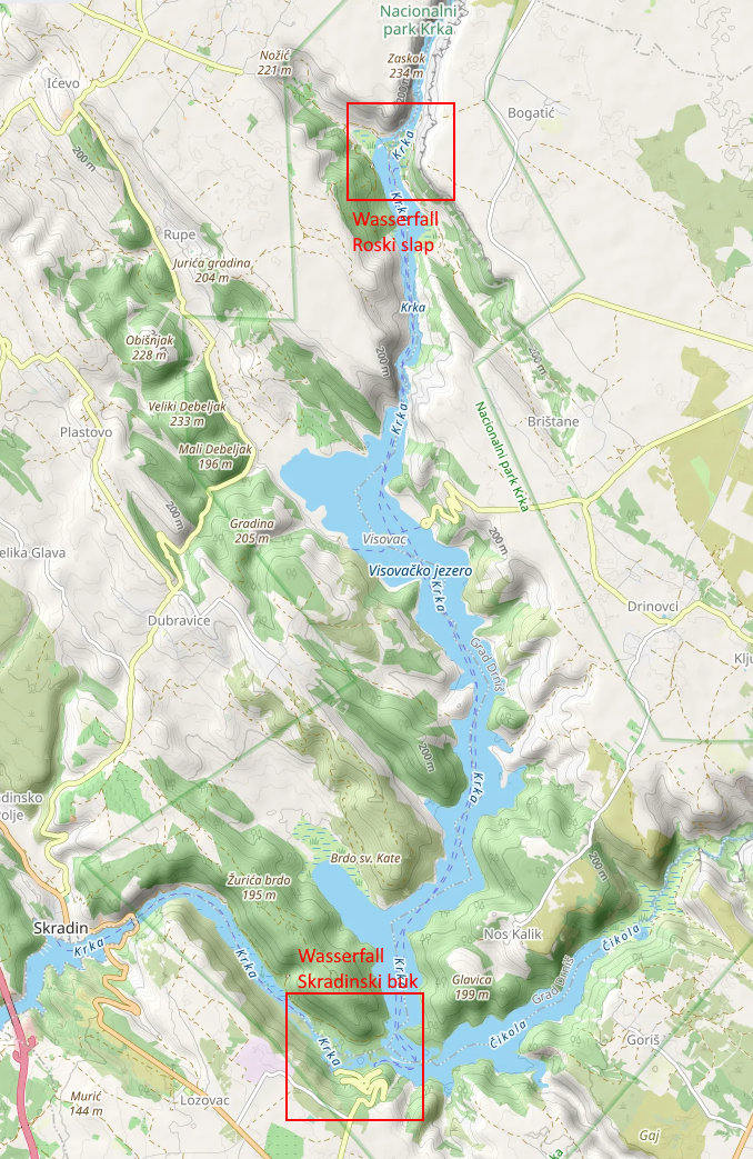 Openstreetmap: Krka Nationalpark