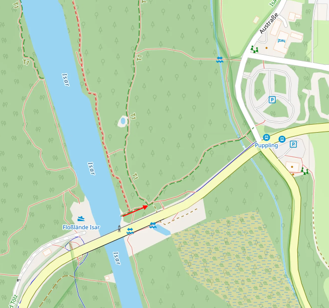 Openstreetmap: Ausstieg Isar Marienbrücke