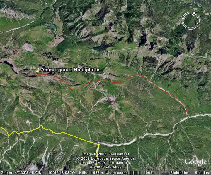Google-Earth: Ammergauer Hochplatte