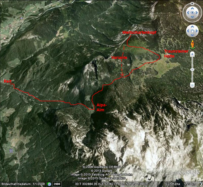 Google Earth: Karte Weitschartenkopf