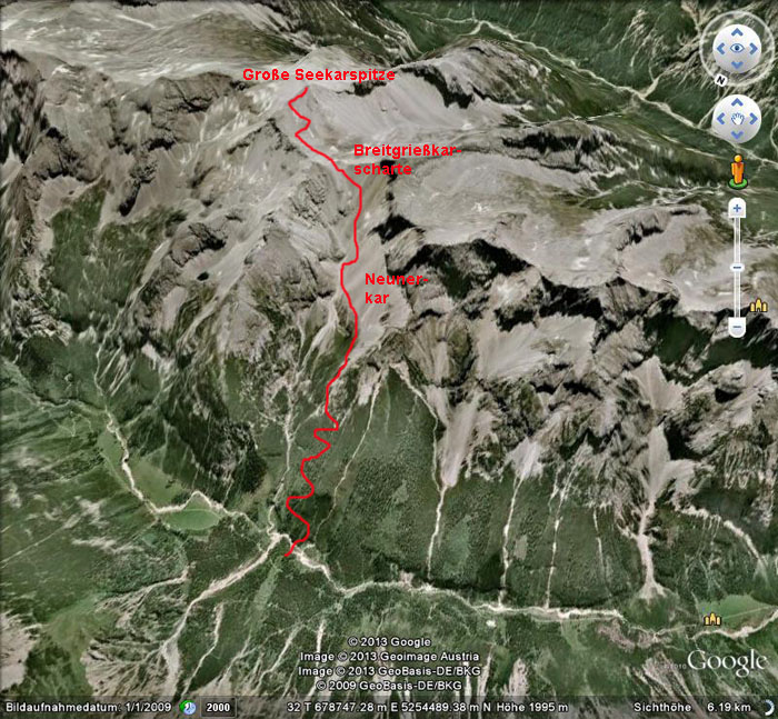 Google Earth: Karte Groe Seekarspitze