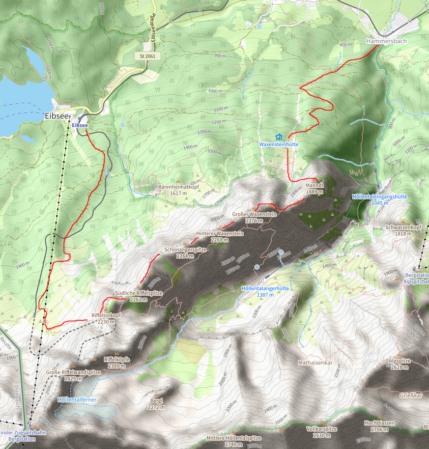 Openstreetmap: Karte Waxensteinkamm
