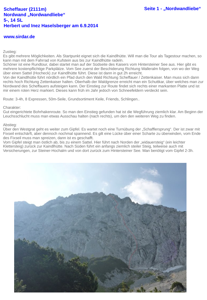 Scheffauer Nordwandliebe