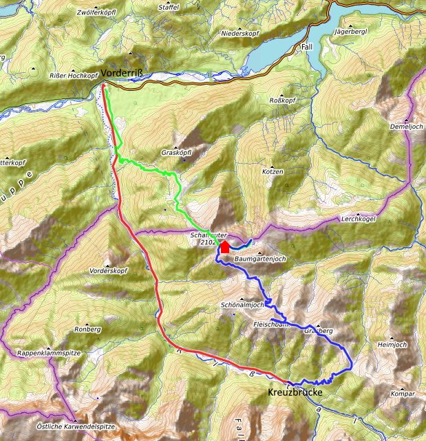 Openstreetmap: Vorderriß - Schafreuter - Fleischbank