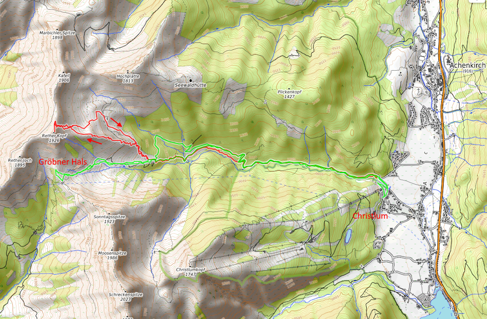 Openstreetmap: Rether Kopf und Gröbner Hals