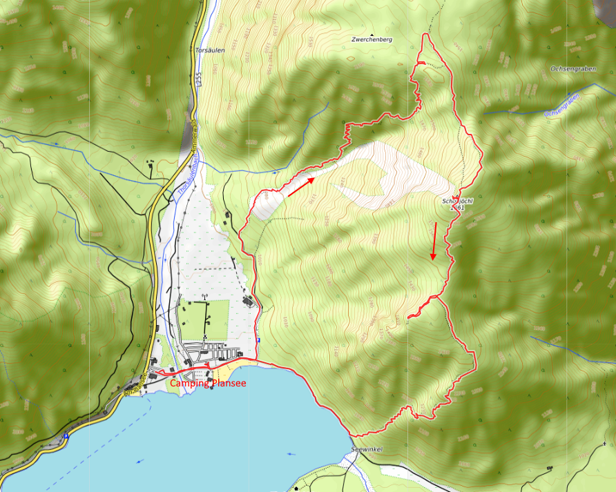 Openstreetmap: Schönjöchl - Plansee