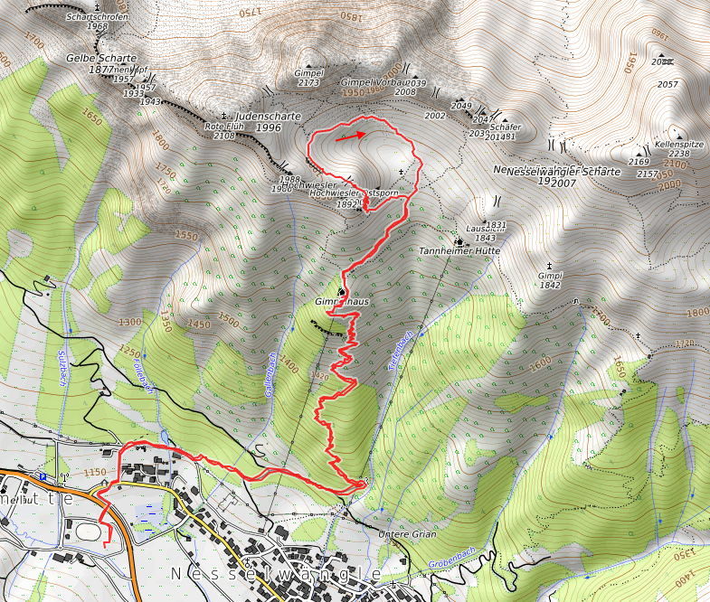 Openstreetmap: Hochwiesler-Hüttengrat